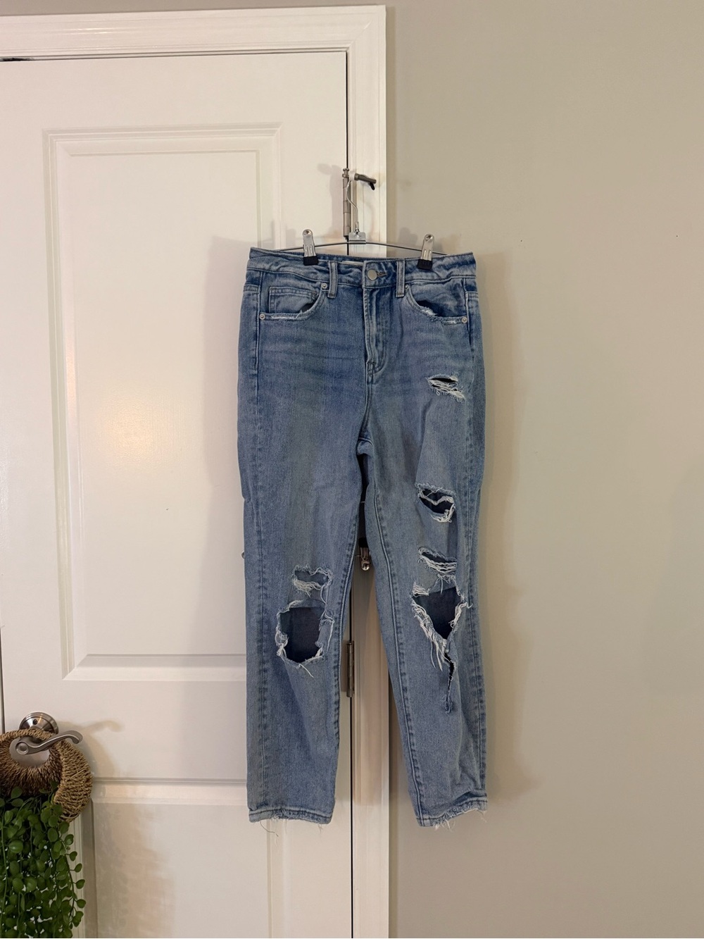 Altar'd State Distressed Light Blue Boyfriend Jeans